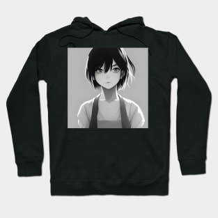 Beaux Animes Art Girl sketch in black and white Design Hoodie